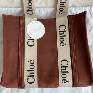 Chloe woody tote suede